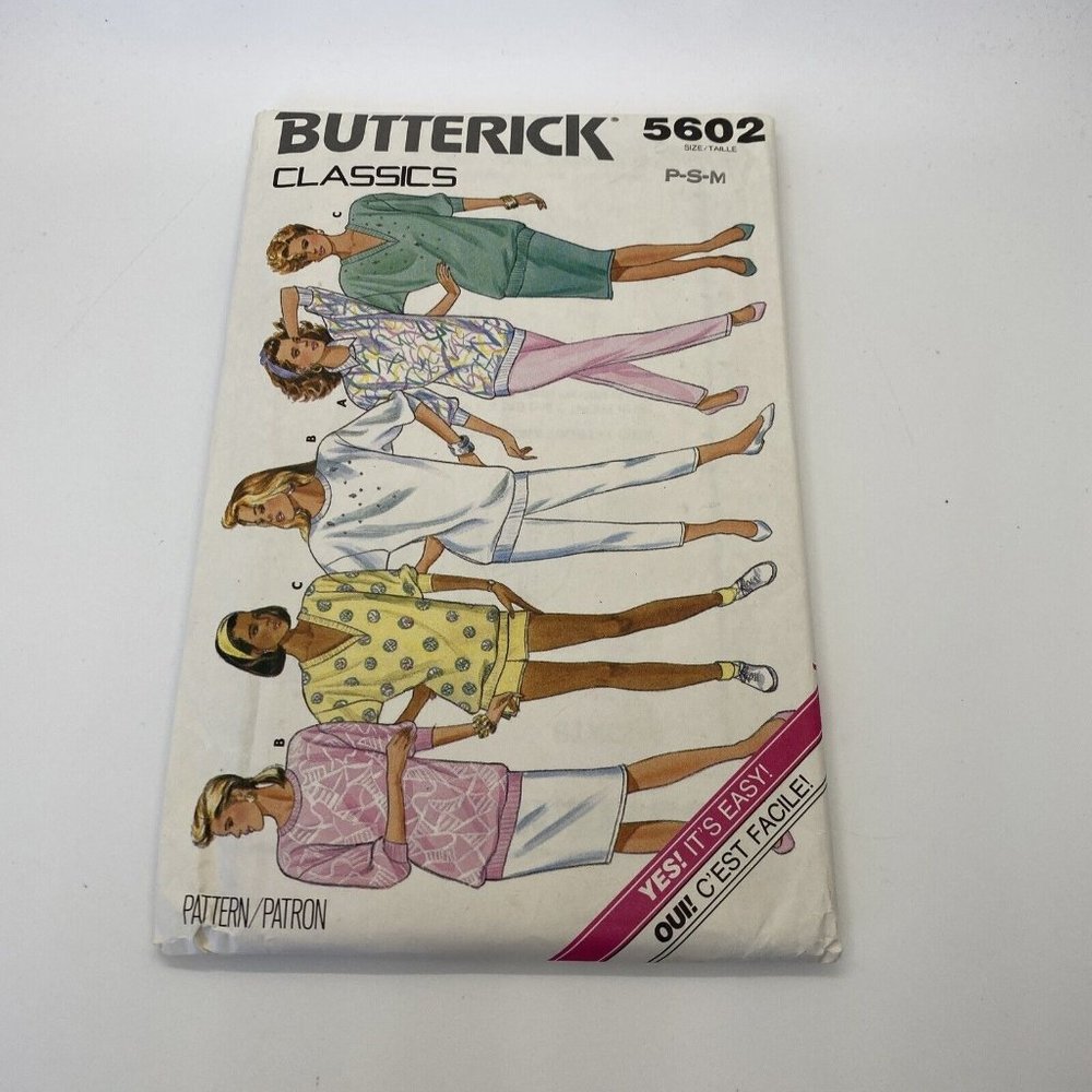Butterick Classics Sewing Pattern 5602 Size Misses Top Shorts Pants Skirt P-S-M